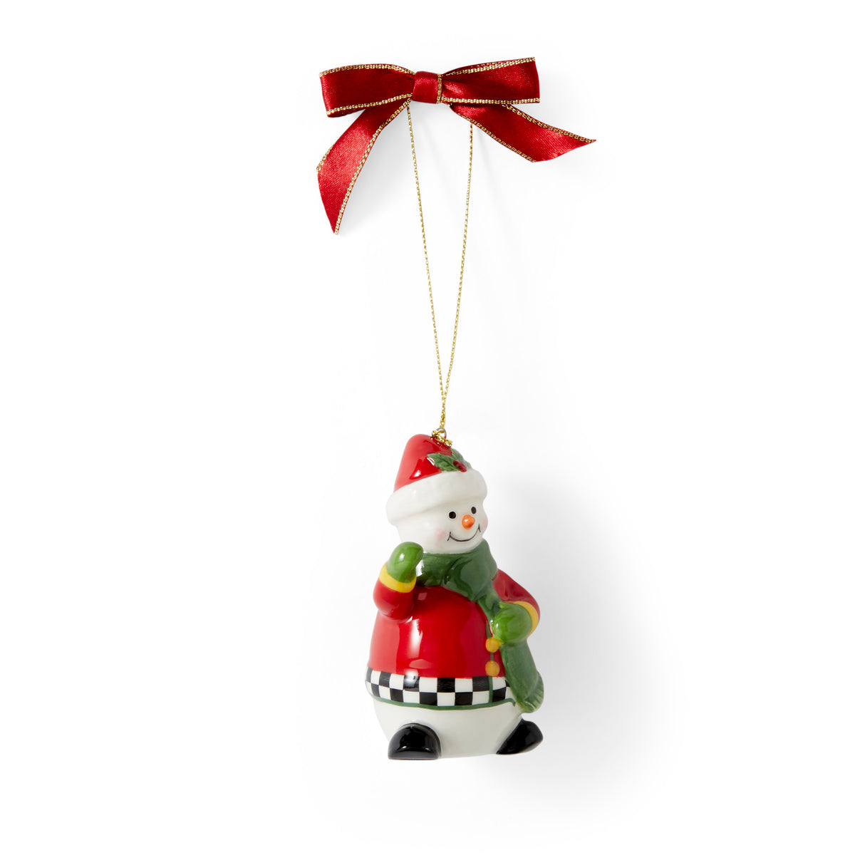 Christmas Tree Black & White Snowwoman Ornament