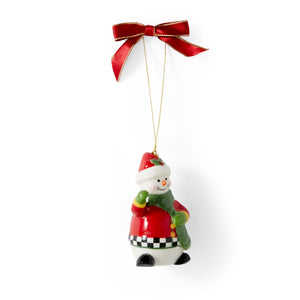 Christmas Tree Black & White Snowwoman Ornament