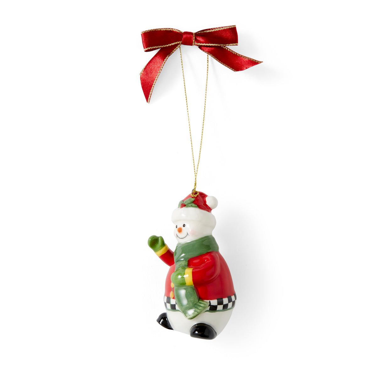 Christmas Tree Black & White Snowwoman Ornament