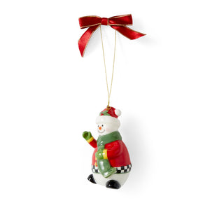Christmas Tree Black & White Snowwoman Ornament