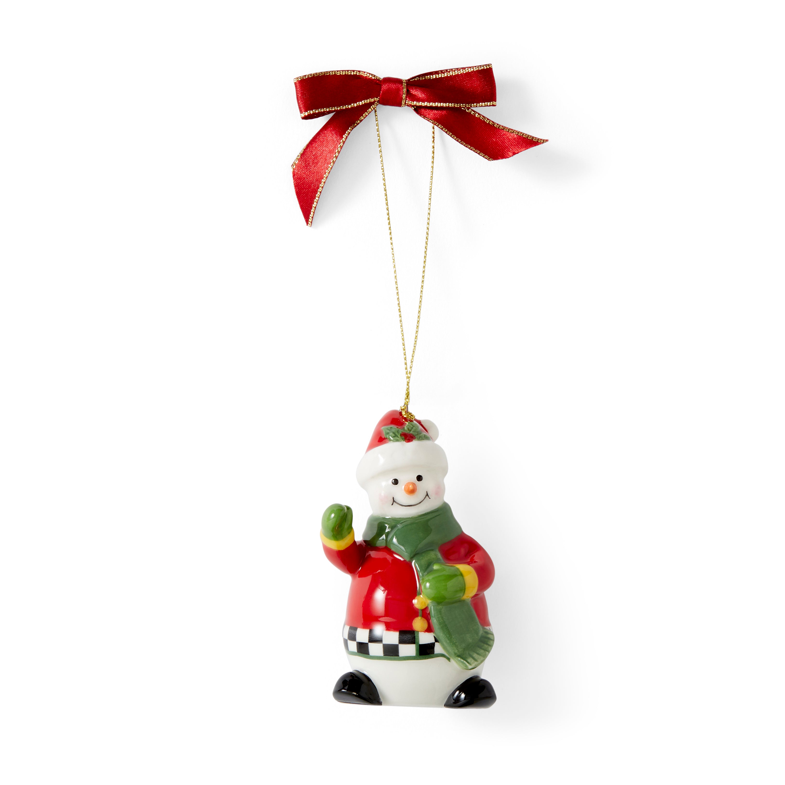 Christmas Tree Black & White Snowwoman Ornament