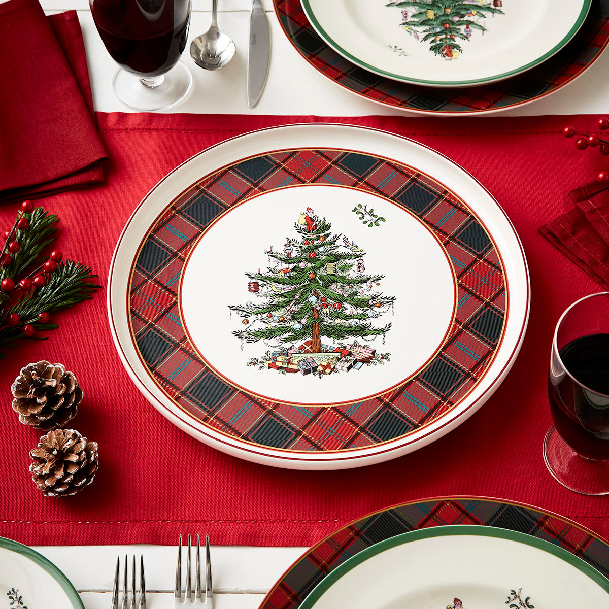 Christmas Tree Tartan 13" Lazy Susan