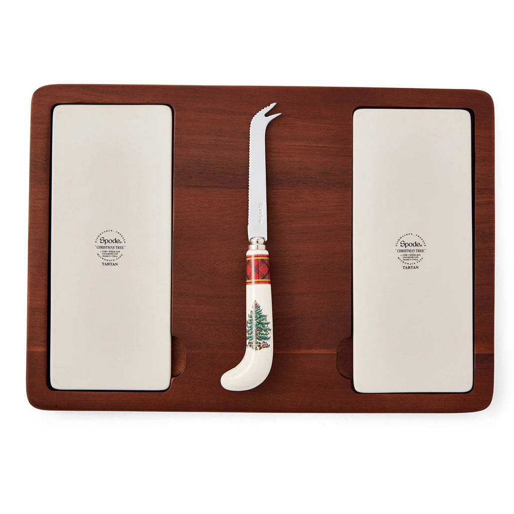 Christmas Tree Tartan 13" Cheese Board & Knife