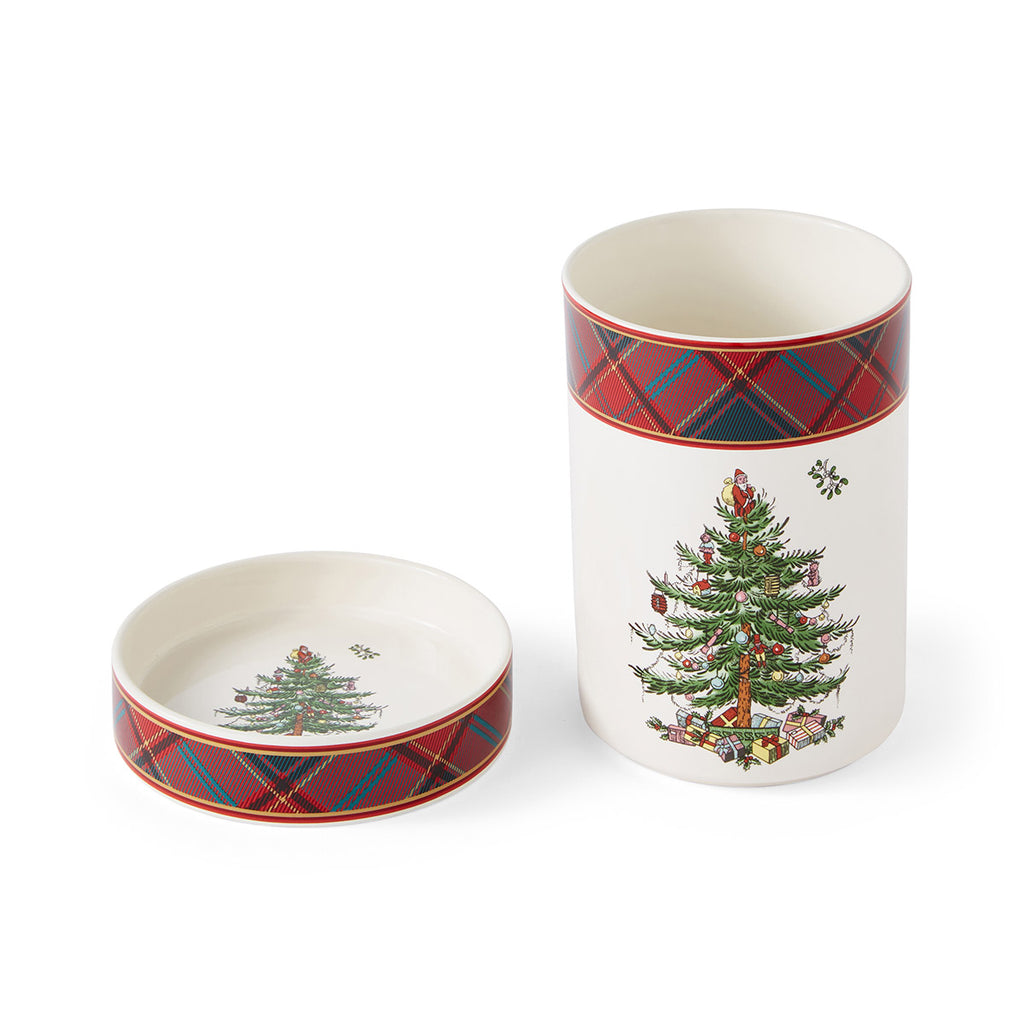 Christmas Tree Tartan 2-Piece Wine Chiller & Coaster Set