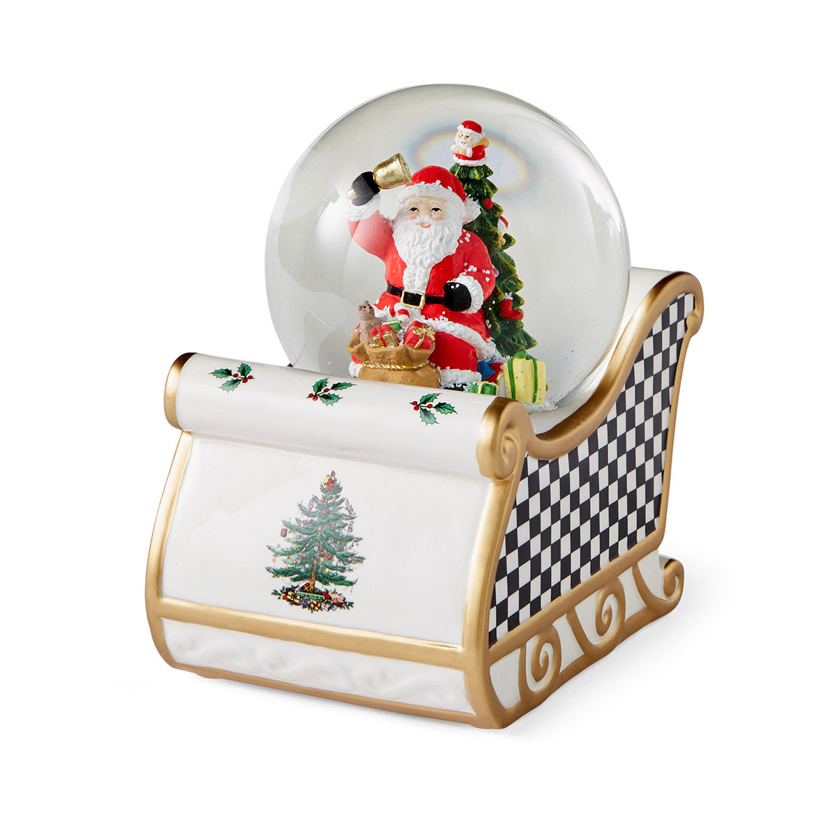 Christmas Tree Black & White Santa Snow Globe