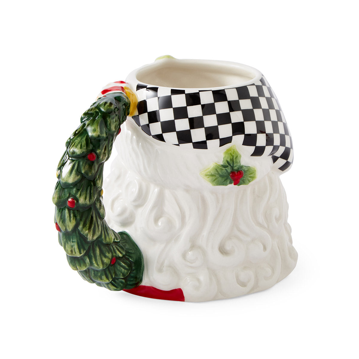 Christmas Tree Black & White Santa Toby Mug