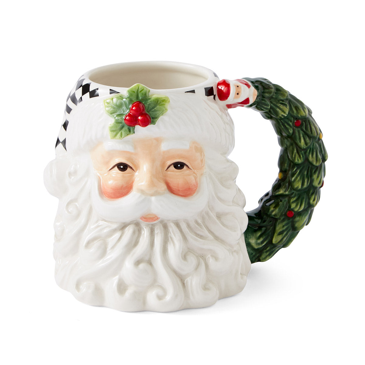 Christmas Tree Black & White Santa Toby Mug