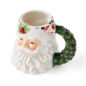Christmas Tree Black & White Santa Toby Mug