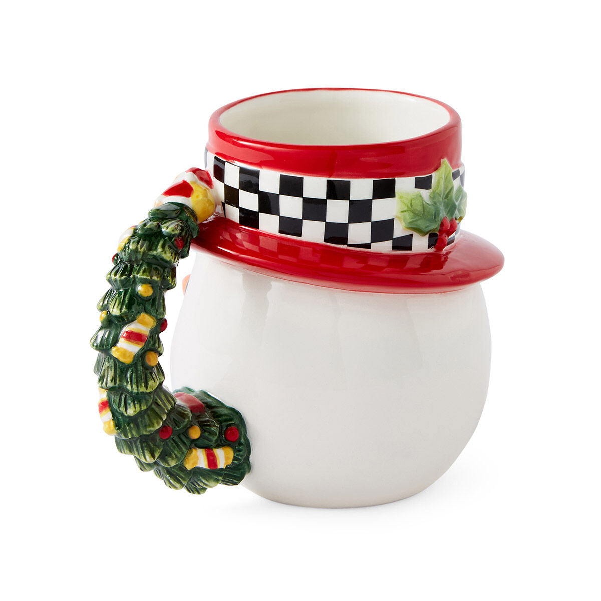 Christmas Tree Black & White Snowman Toby Mug