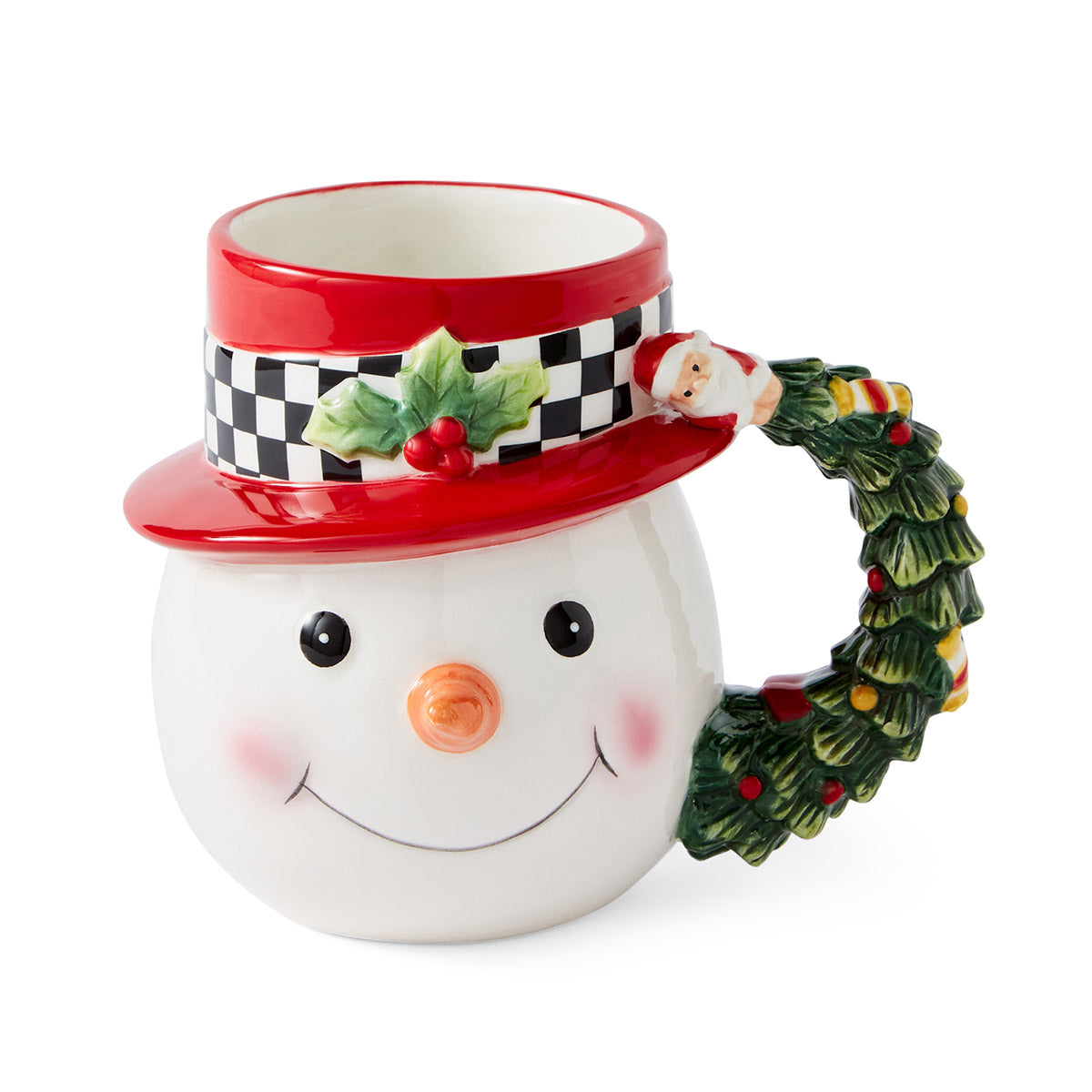 Christmas Tree Black & White Snowman Toby Mug