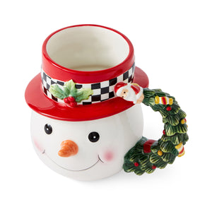 Christmas Tree Black & White Snowman Toby Mug