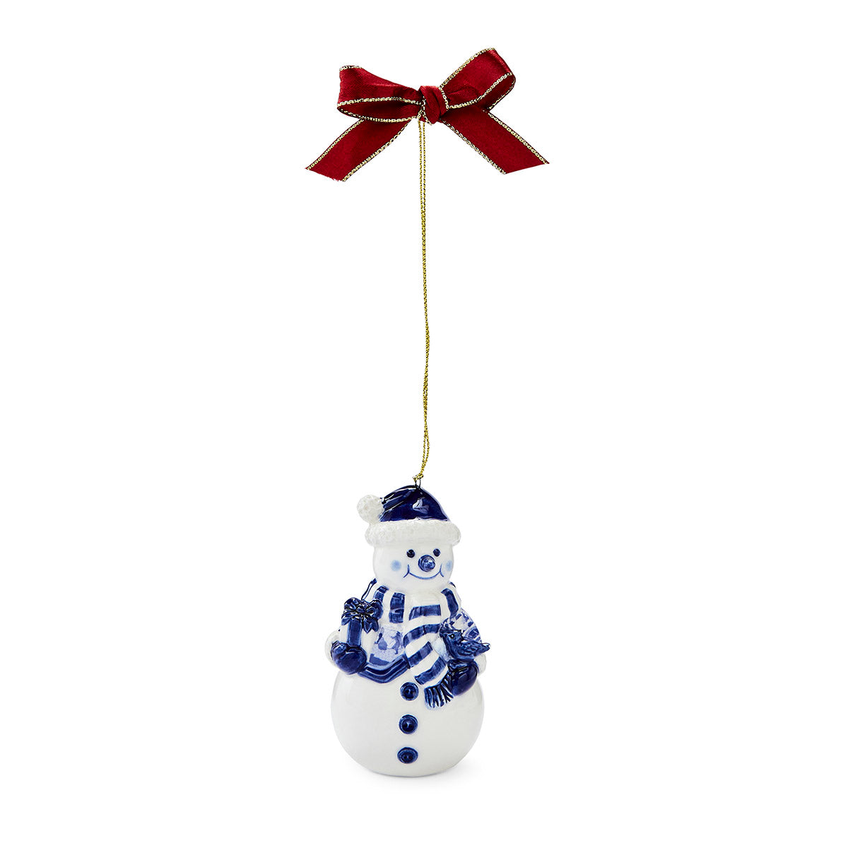 Blue Italian Christmas Snowman Ornament