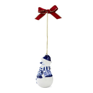Blue Italian Christmas Snowman Ornament