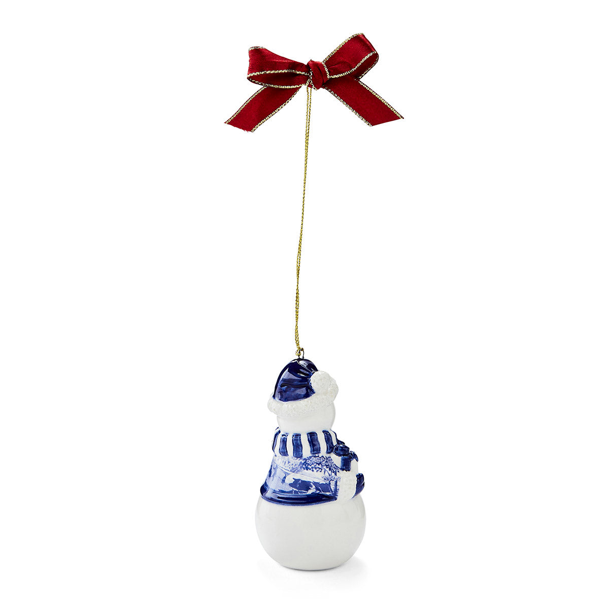 Blue Italian Christmas Snowman Ornament