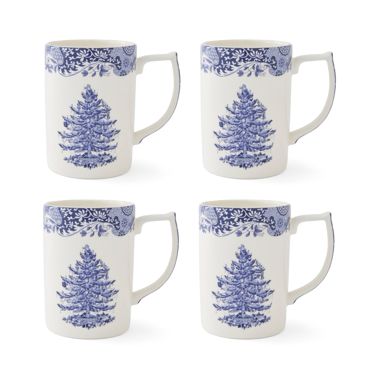 Blue Italian Christmas 12 Oz. Mugs, Set of 4