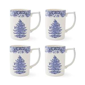 Blue Italian Christmas 12 Oz. Mugs, Set of 4