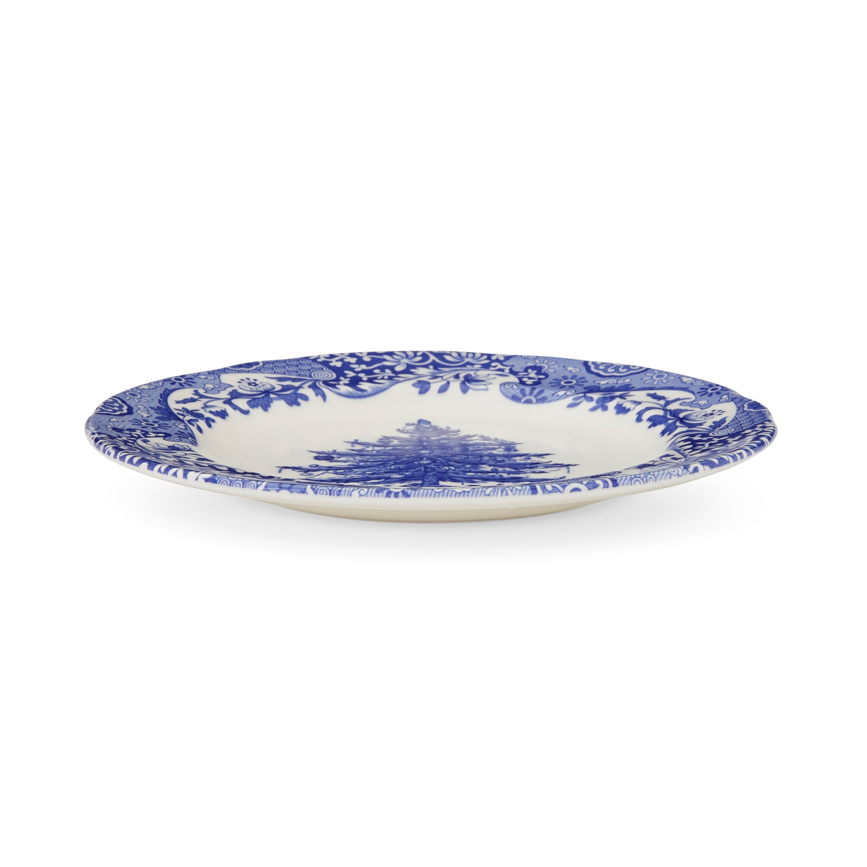 Blue Italian Christmas 8" Plates, Set of 4