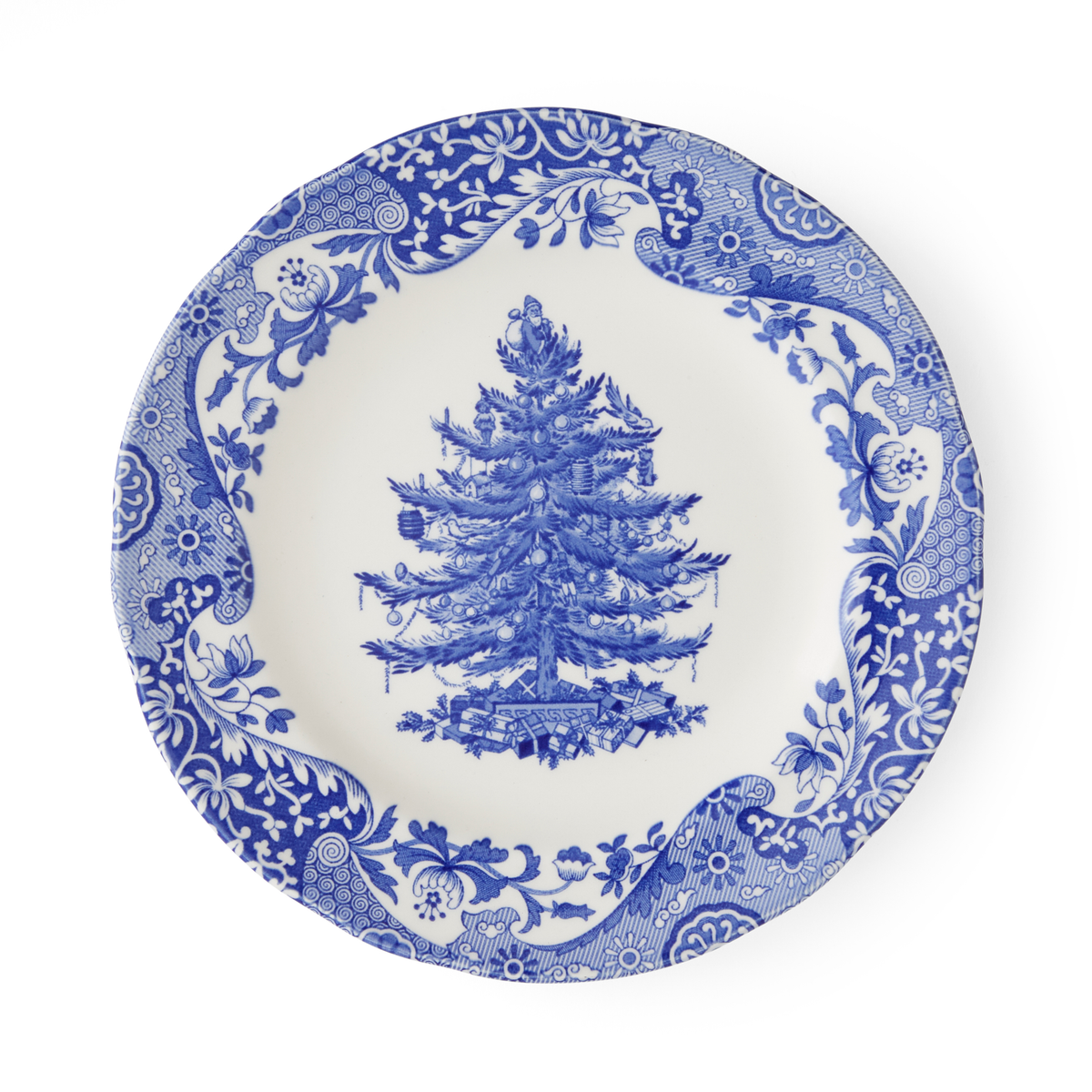 Blue Italian Christmas 8" Plates, Set of 4