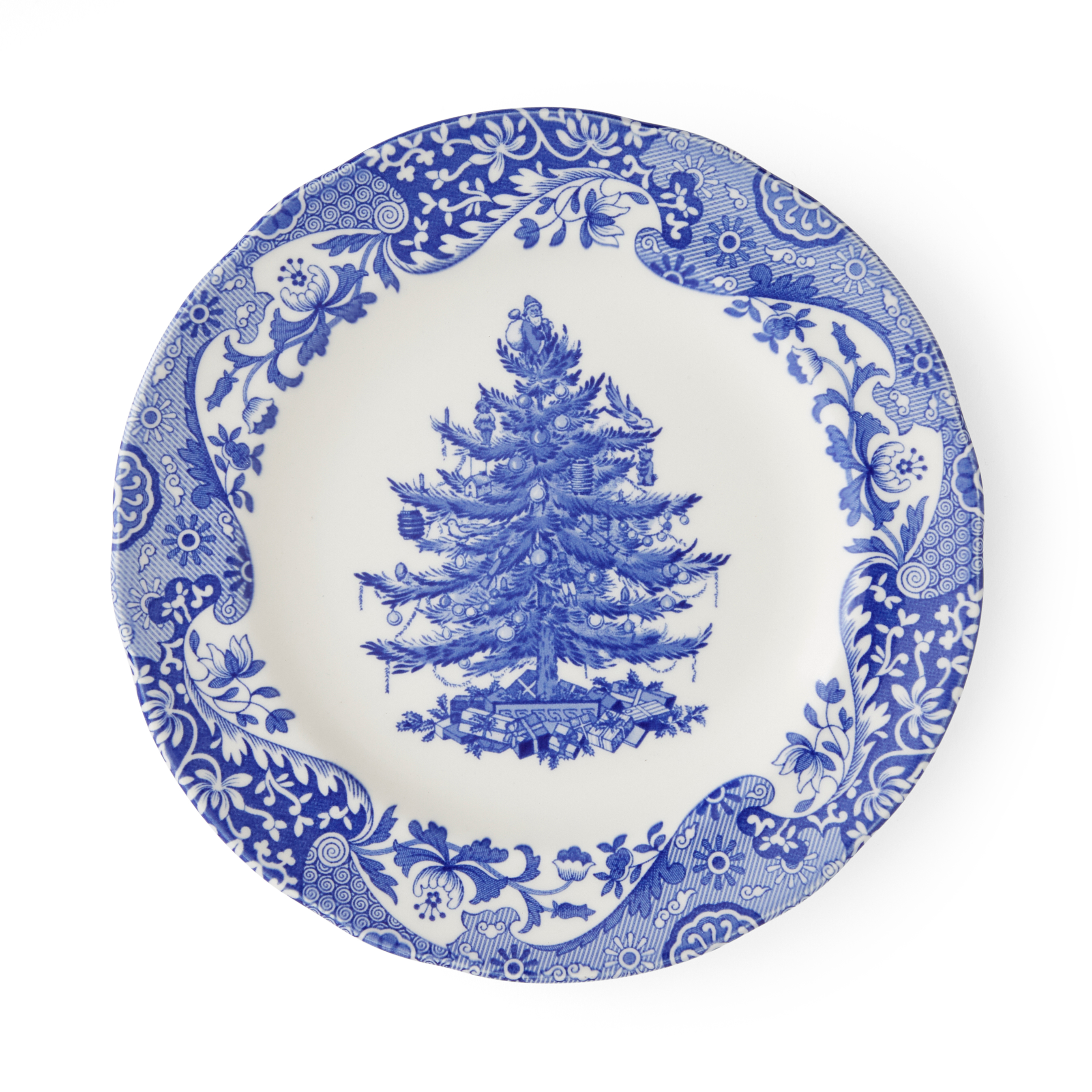 Blue Italian Christmas 8" Plates, Set of 4