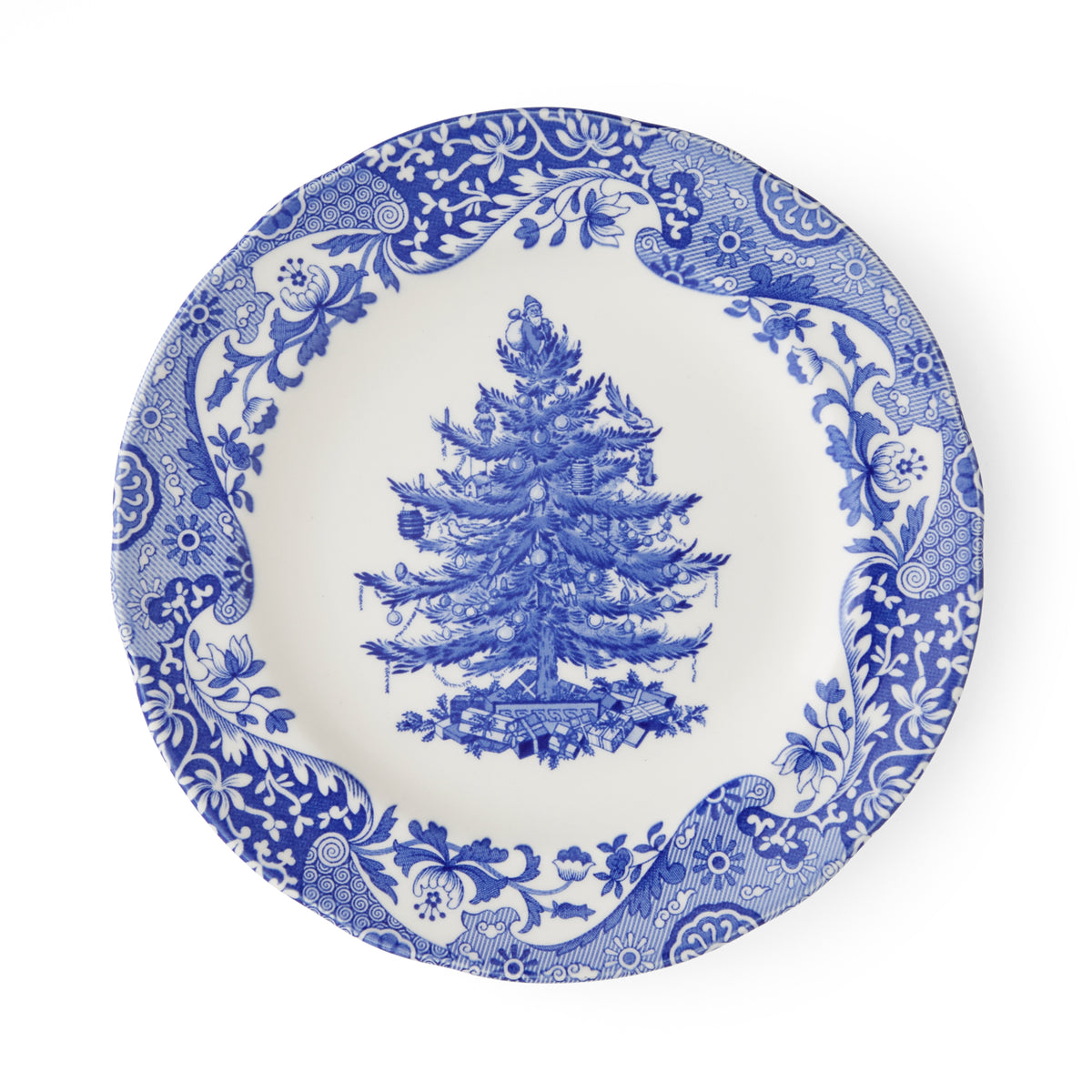 Blue Italian Christmas 8" Plates, Set of 4