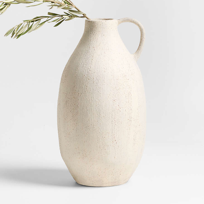 Antiguo White Terracotta Vase 18"