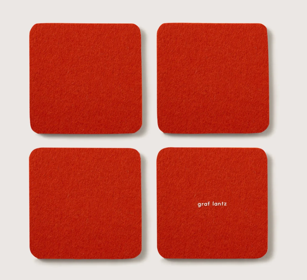 Bierfilzl Merino Wool Square Coaster Solid 4 Pack