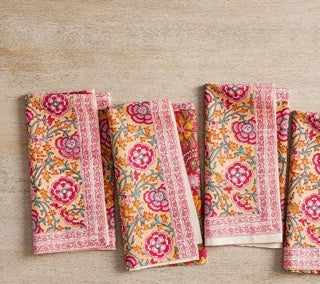 Annalise Block Print Cotton Napkins - Set of 4