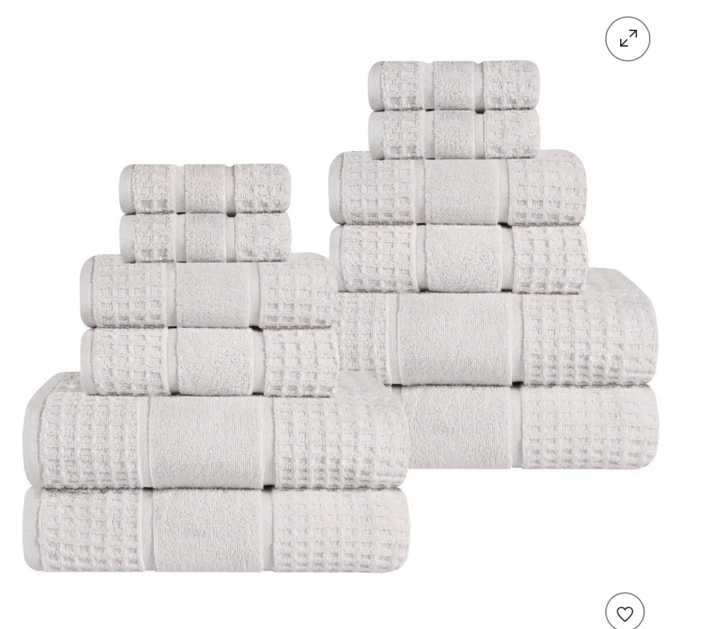 Cotton Zero Twist Waffle Bath Towel Set Soft Honeycomb Weave by Blue Nile Mills