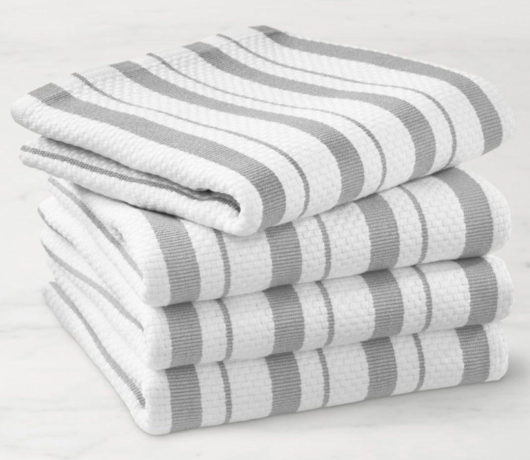 Classic Stripe Towels, Set of 4 in Drizzle Grey