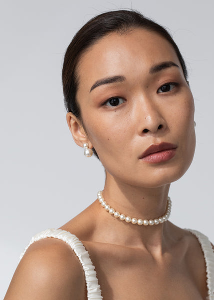 ★TATIANA★Ribbon Tie Pearl necklace 2colors Pearl Bow Necklace For Women | J.Crew