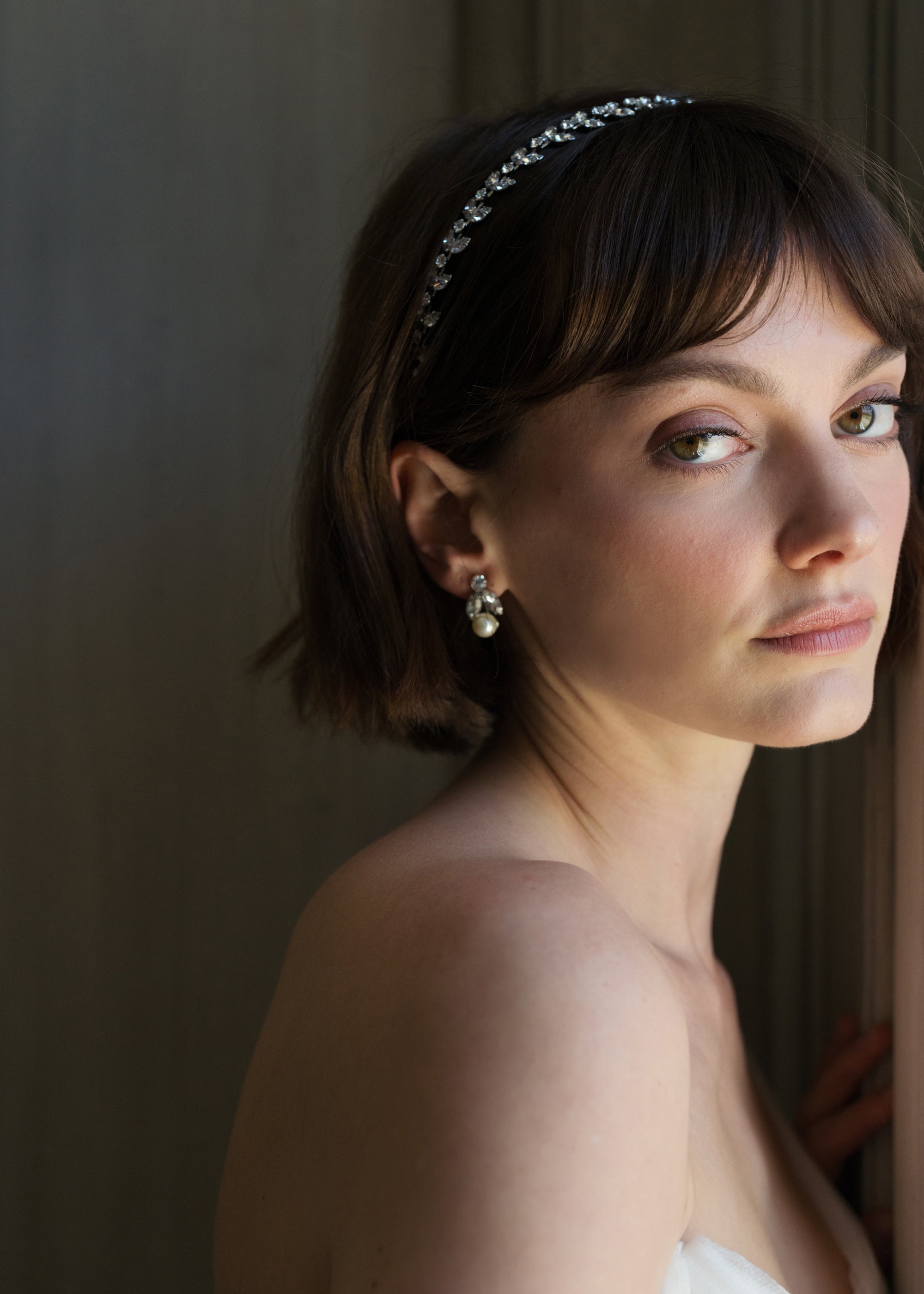 Kaide Earrings in Crystal Pearl