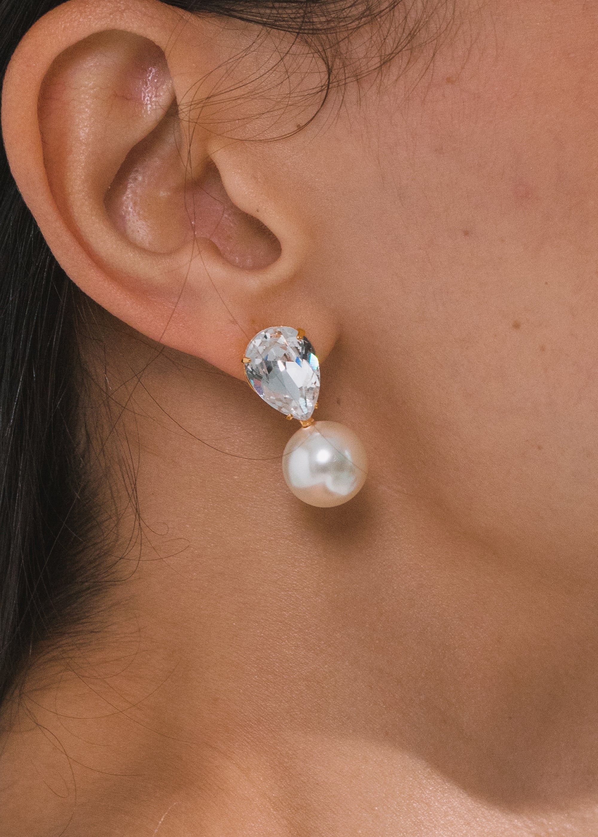 Cimone Earrings in Crystall & Antique Gold