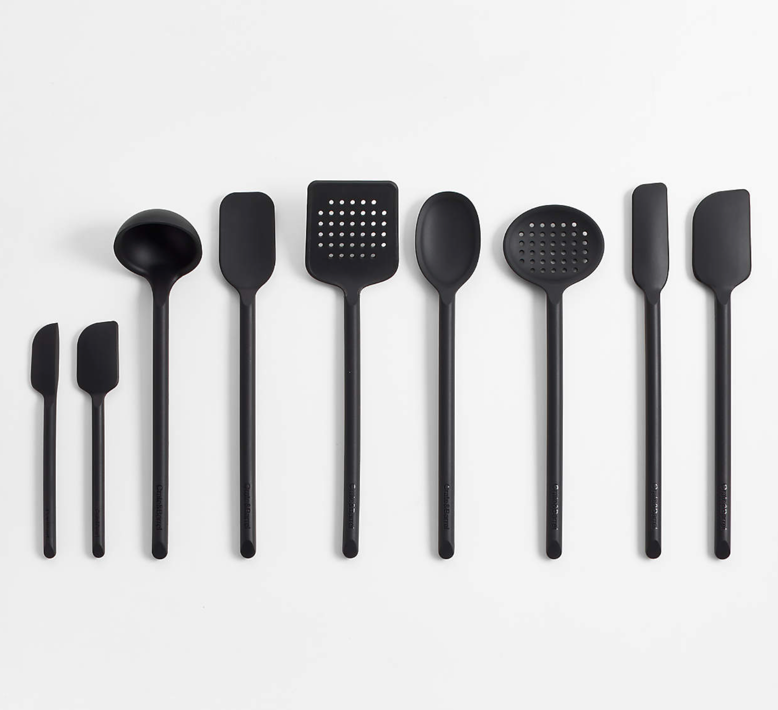 Crate & Barrel Black Silicone Utensils, Set of 9