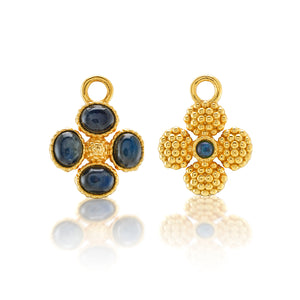 Berry Clover Hoop Earrings with Double Sided Charm in Blue Labradorite