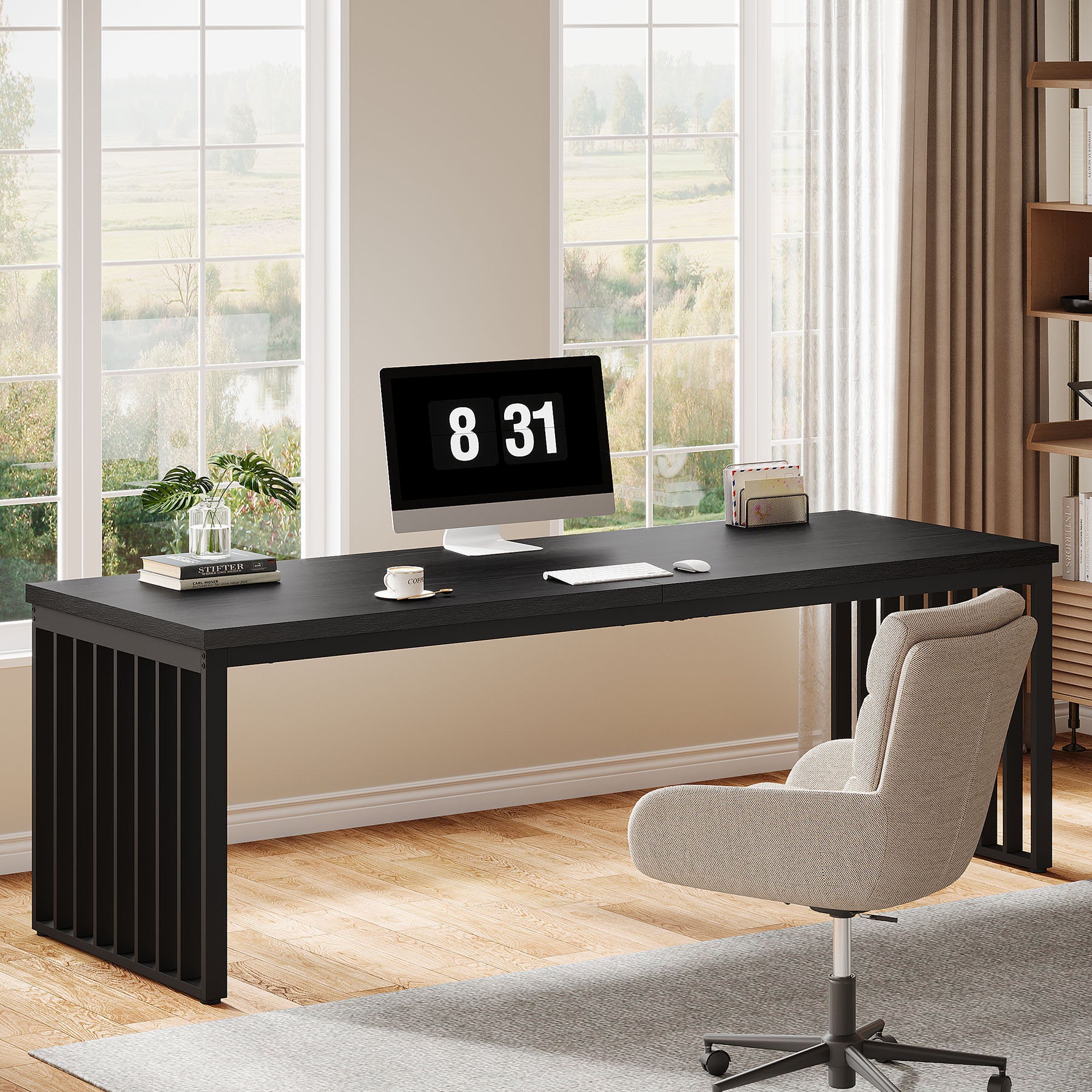 78.7" Extra Long 2-Person Computer Desk with Metal Legs