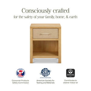 Eloise Assembled Nightstand in Honey and Performance Sand Eco-Weave