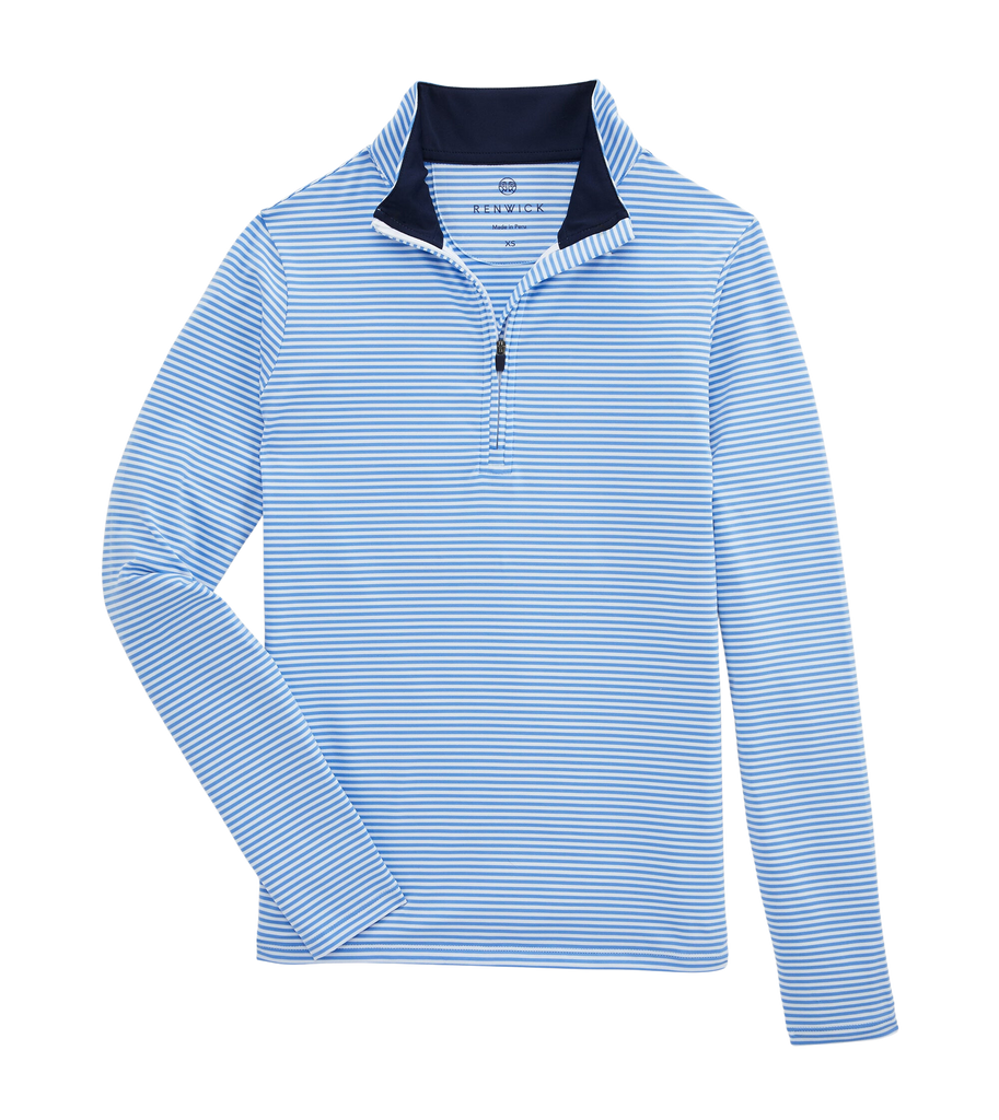 Striped 1/4 Zip with Mock Neck