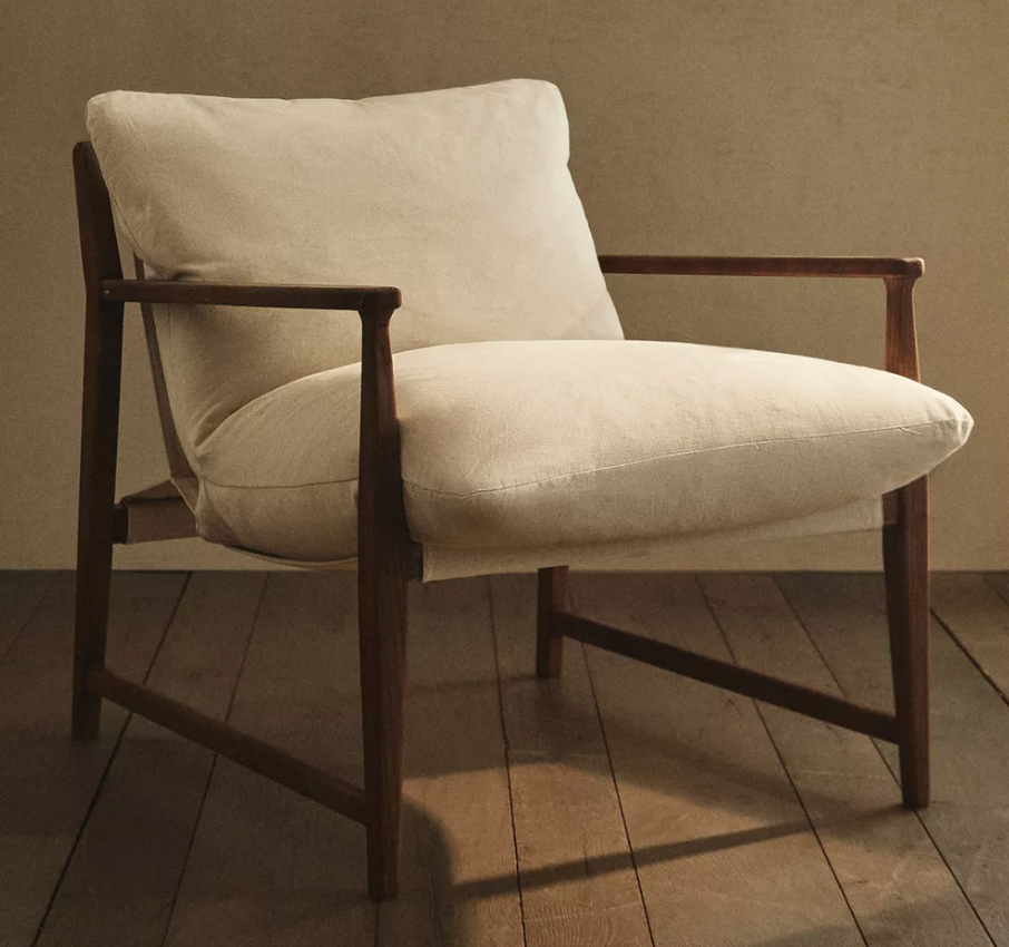 WOODEN ARMCHAIR WITH REMOVABLE CUSHION