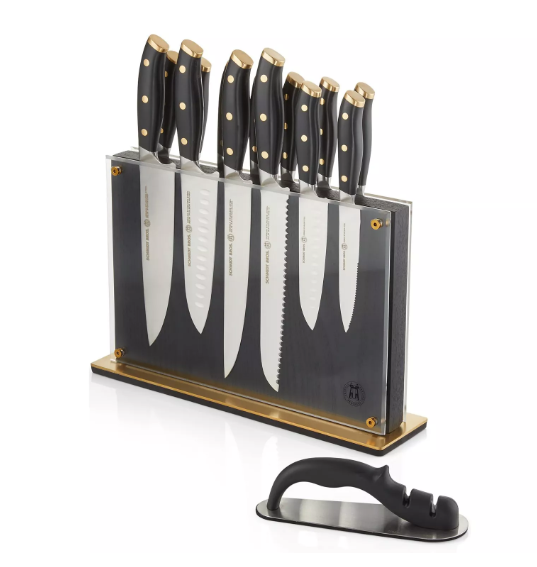 Schmidt Brothers Black & Brass 15-Piece Knife Block Set