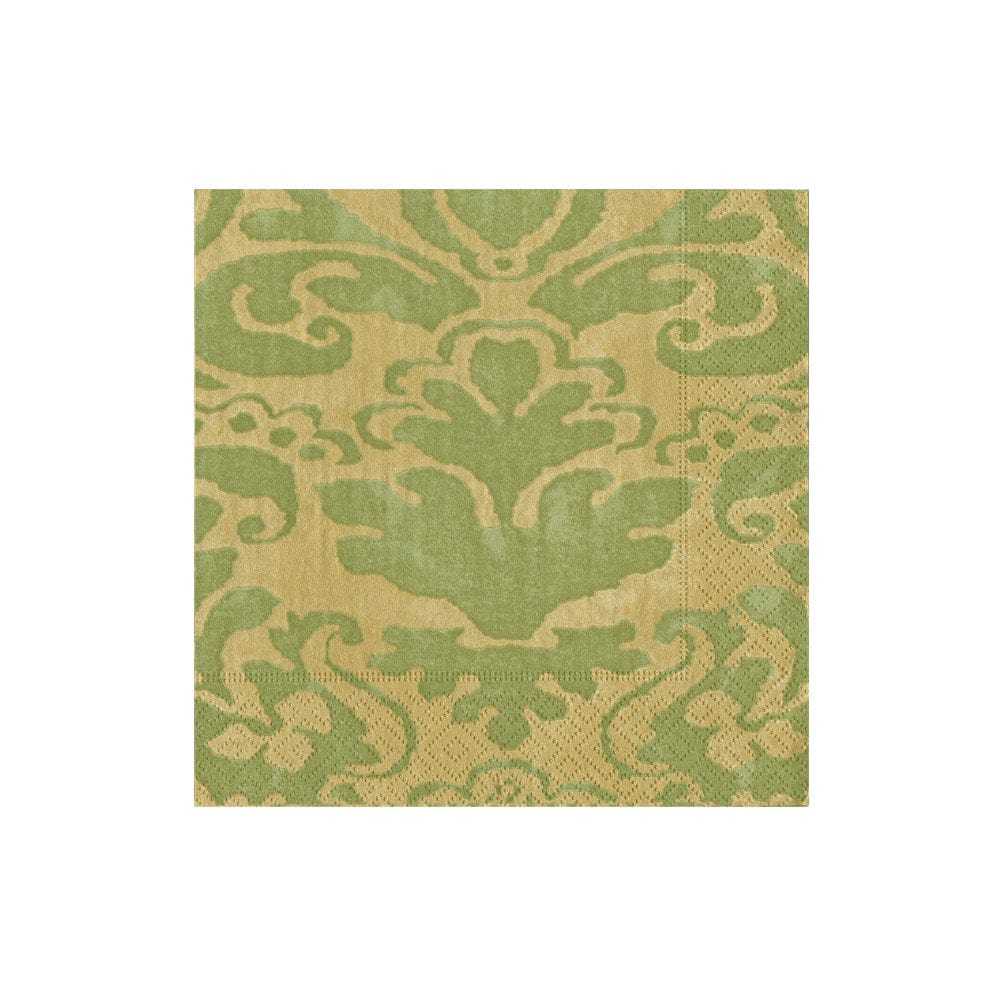 Palazzo Paper Cocktail Napkins in Moss Green, Set of 20