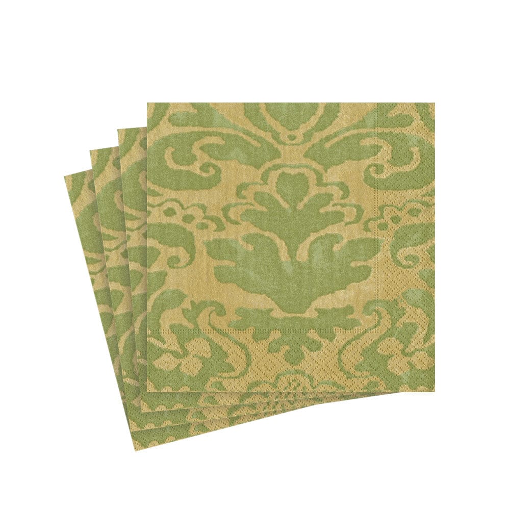 Palazzo Paper Cocktail Napkins in Moss Green, Set of 20