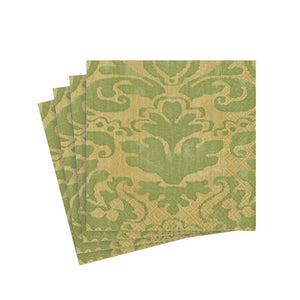 Palazzo Paper Cocktail Napkins in Moss Green, Set of 20