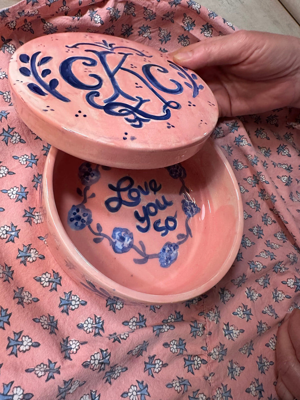 Round Keepsake Box (Pink and Blue) - Premium  from Tricia Lowenfield Design 