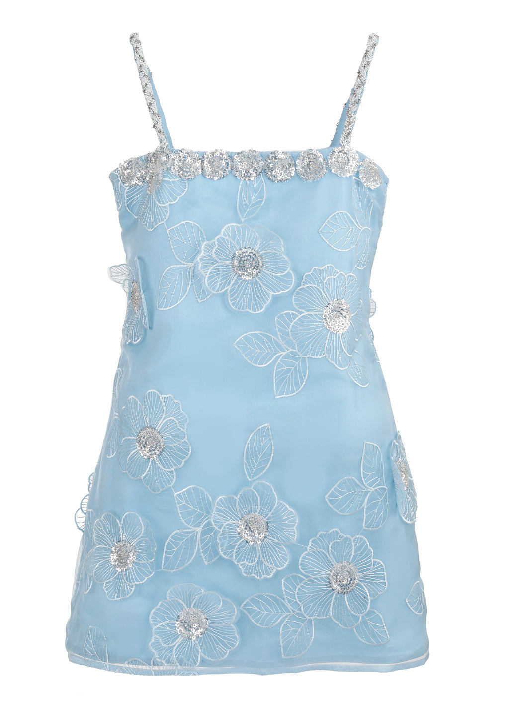 Gardenia Mini Dress in Cornflower Blue