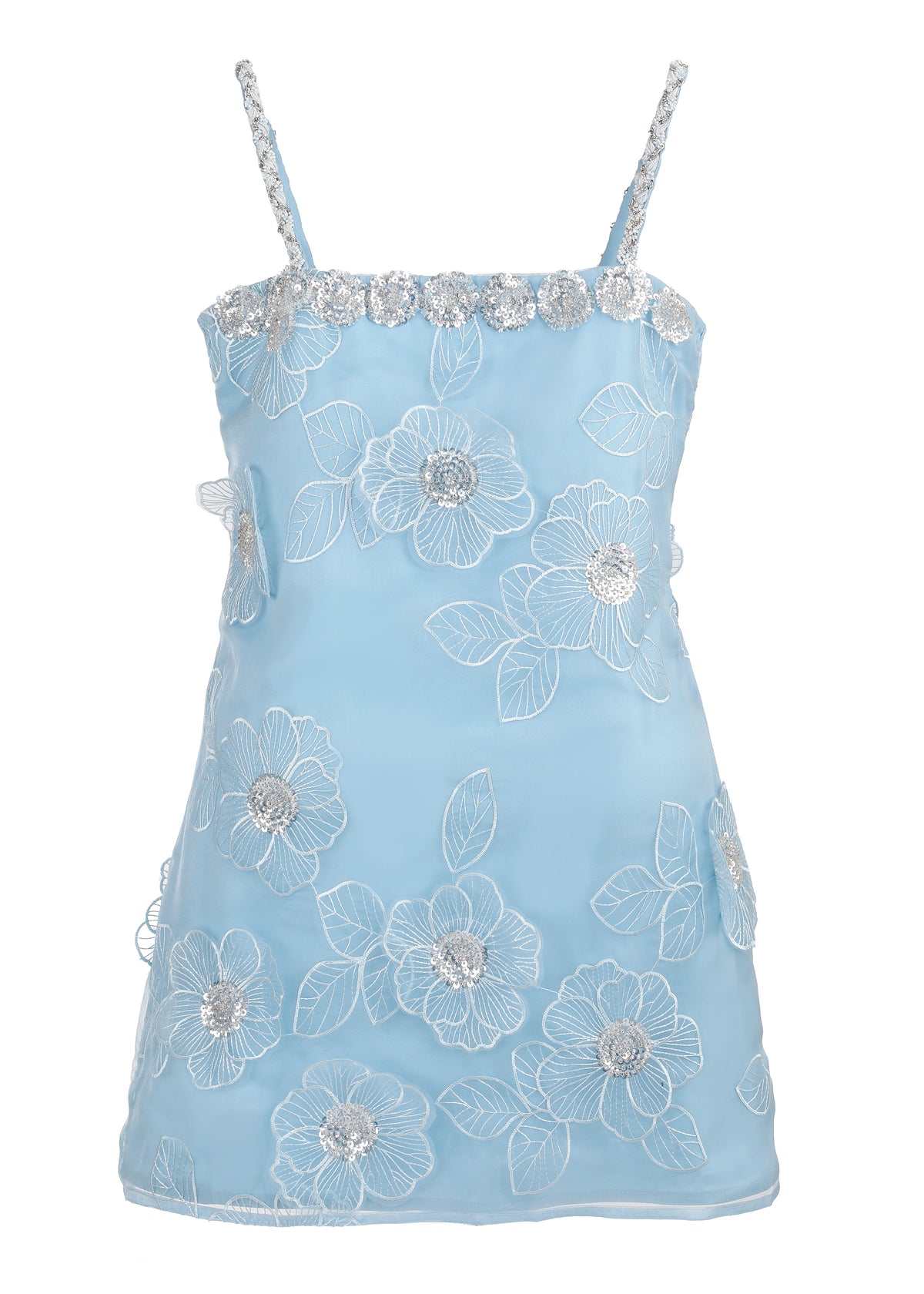 Gardenia Mini Dress in Cornflower Blue
