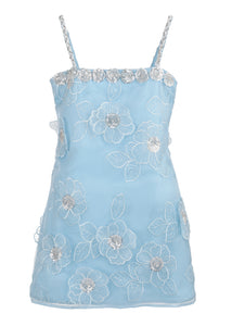 Gardenia Mini Dress in Cornflower Blue