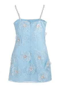 Gardenia Mini Dress in Cornflower Blue