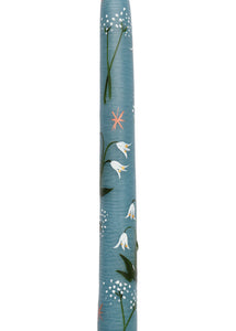 Blue Midnight Lily of the Valley Hand-Painted Taper Candles, Set of Two