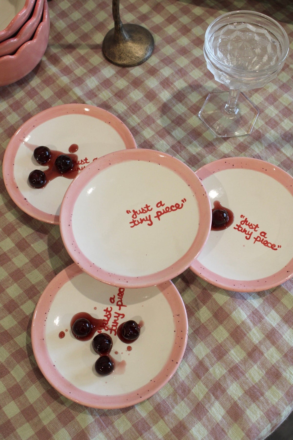 Hand-painted “Just a Tiny Piece” Tiny Plates, Set of 4