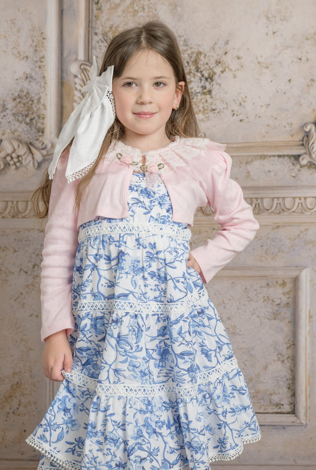 Jaylin Blue and White Linen Sleeveless Summer Dress - Petite Maison Kids